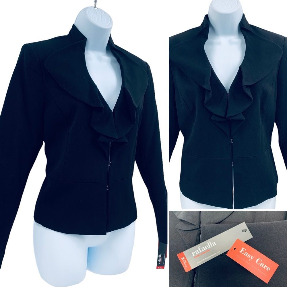 Rafaella Ruffle Standup Collar Lined Blazer Sz. 10 NWT